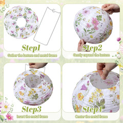 12 Pcs Wildflower Paper Lanterns Spring Floral Watercolor Wildflower Party Decor