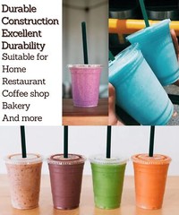[100 SETS] 32 oz Clear Plastic Cups with Lids and STRAWS, Disposable Drinking…