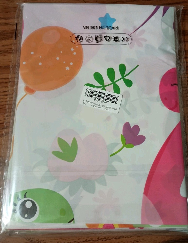 Dinosaur Printed PlasticTableCover Wernnsai- 4 Pck 86.6″ x 52″ Rectangular-Girls