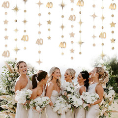 Champagne Gold 40Th Birthday Decorations Number 40 Circle Dot Twinkle Star Garla
