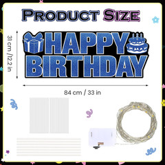 Large Happy Birthday Yard Sign with Stakes,Glow Blue Happy Birthday Decorations