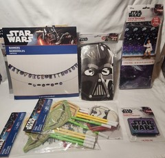 NEW Star Wars Bday Party Decorations Banners Masks Photo Backdrop Pens Candle