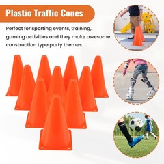 10 Pcs Traffic Cones – 7 Inch of Multipurpose Construction Theme Party8601