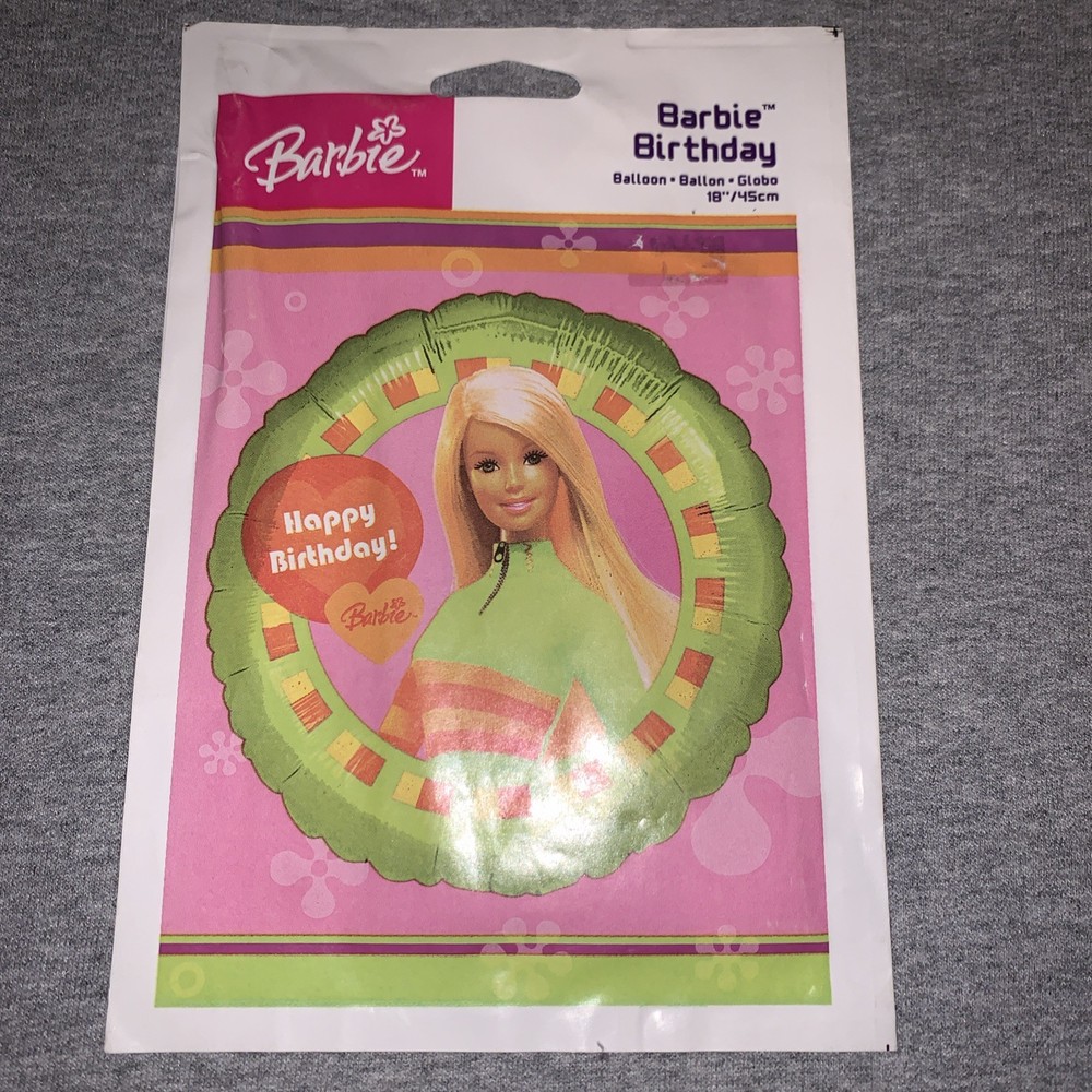 Vintage 2004 Anagram Barbie Birthday Mylar Foil Balloon – 18” NEW Sealed.