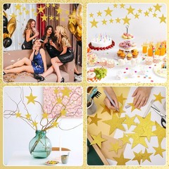 90Pcs Star Cutouts Double Printed 3 Sizes Gold Glitter Star Paper Cutouts for…