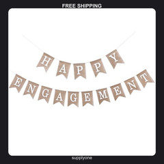 Happy Engagement Burlap Banner for Wedding Party Decorations