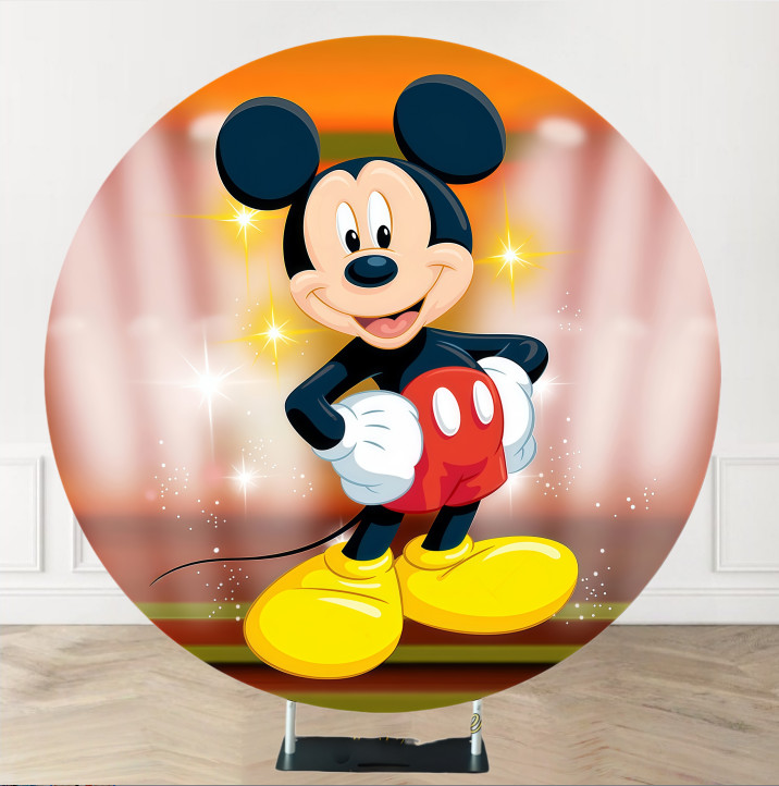 Round Mickey mouse Backdrop Cover Birthday Party Photo Background Decorations