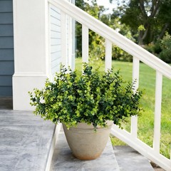 ALOXA 17 Inch Artificial Plants Outdoor Faux Shrubs 12 Bundles, Green