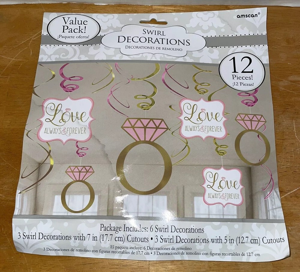 LOVE SWIRL DECORATIONS (12) ~ WEDDING/ENGAGEMENT Party Supplies Decorations NIP