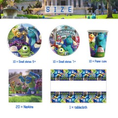 Monsters University Birthday Party Supplies Set Plates Cups Tablecloth Napkins