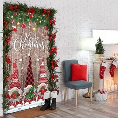 Merry Christmas Decorations Gnomes Snowflakes Ornaments Door Cover Gift 35″x71″