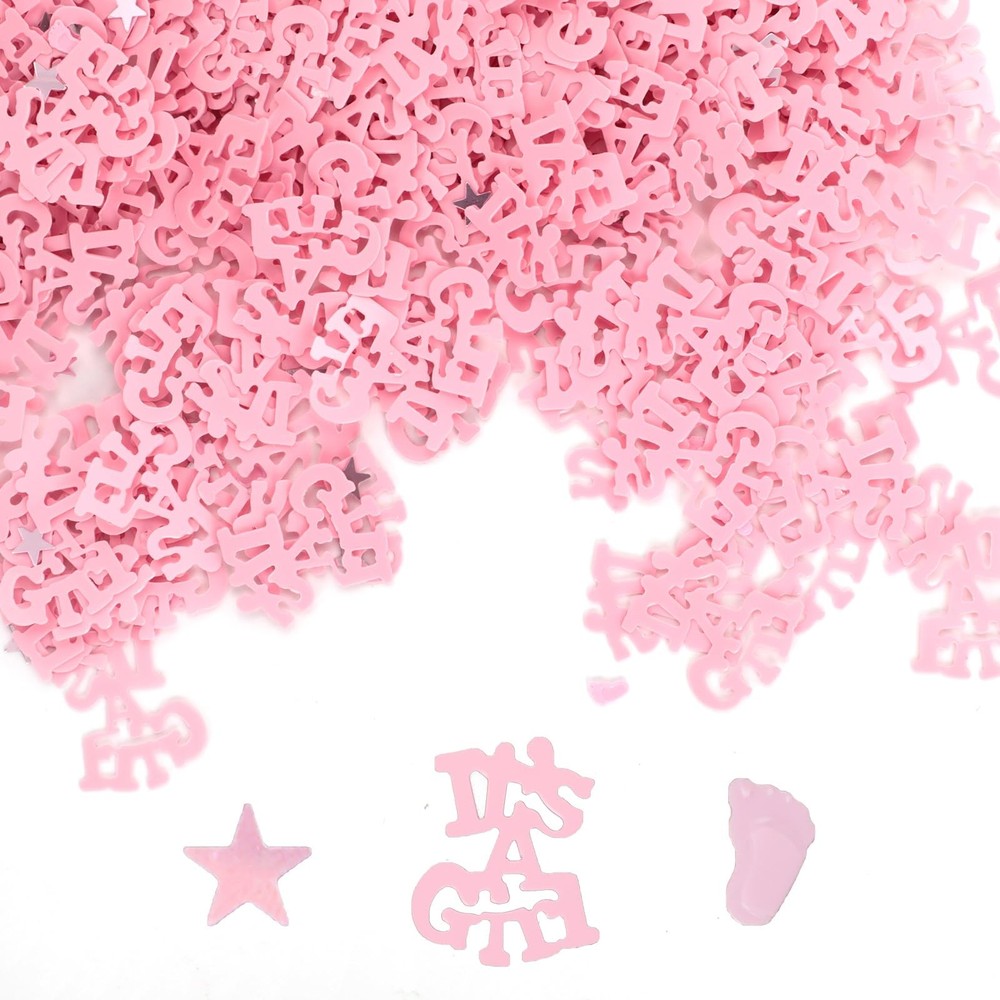 Pink Baby Shower Confetti 1000PCS Glitter Table Decor Girl Birthday Party Set