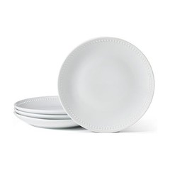 Everyday White Beaded Coupe Set of 4 Dinner Plates, 10.5 inch Inch,