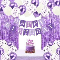 67PCS Purple Decorations Set – 2pcs Foil Fringe Curtains Streamers, Banners, …