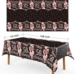 3 Pack 50th Birthday Decorations for Women – Happy 50th Birthday Tablecloth, …