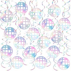Disco Ball Hanging Swirls 48Pcs 70s Disco Party Swirl Ceiling Decorations Col…