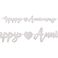 Beistle Foil Happy Anniversary Streamer – Silver | Party Supply | Decoration