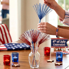 Dingion 12 Pack 4th of July Tree Decorations Red White and Blue Flowers Patrioti