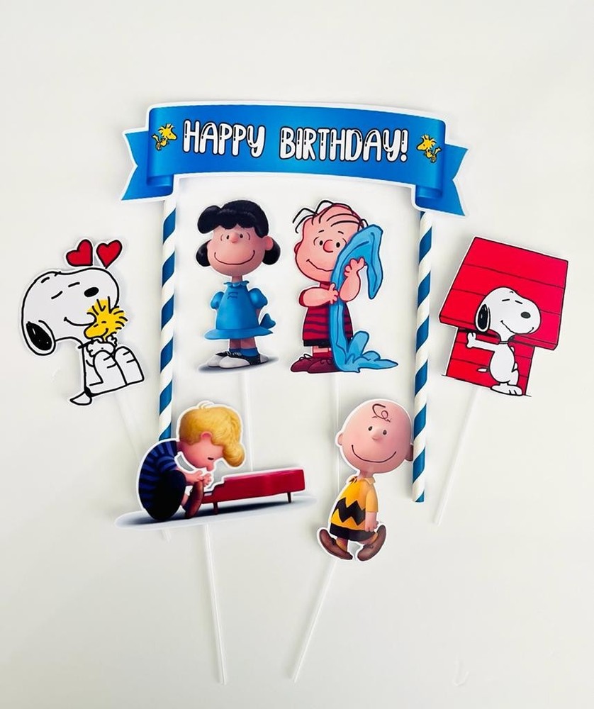 Happy Birthday Charlie Brown Snoopy Cake Topper