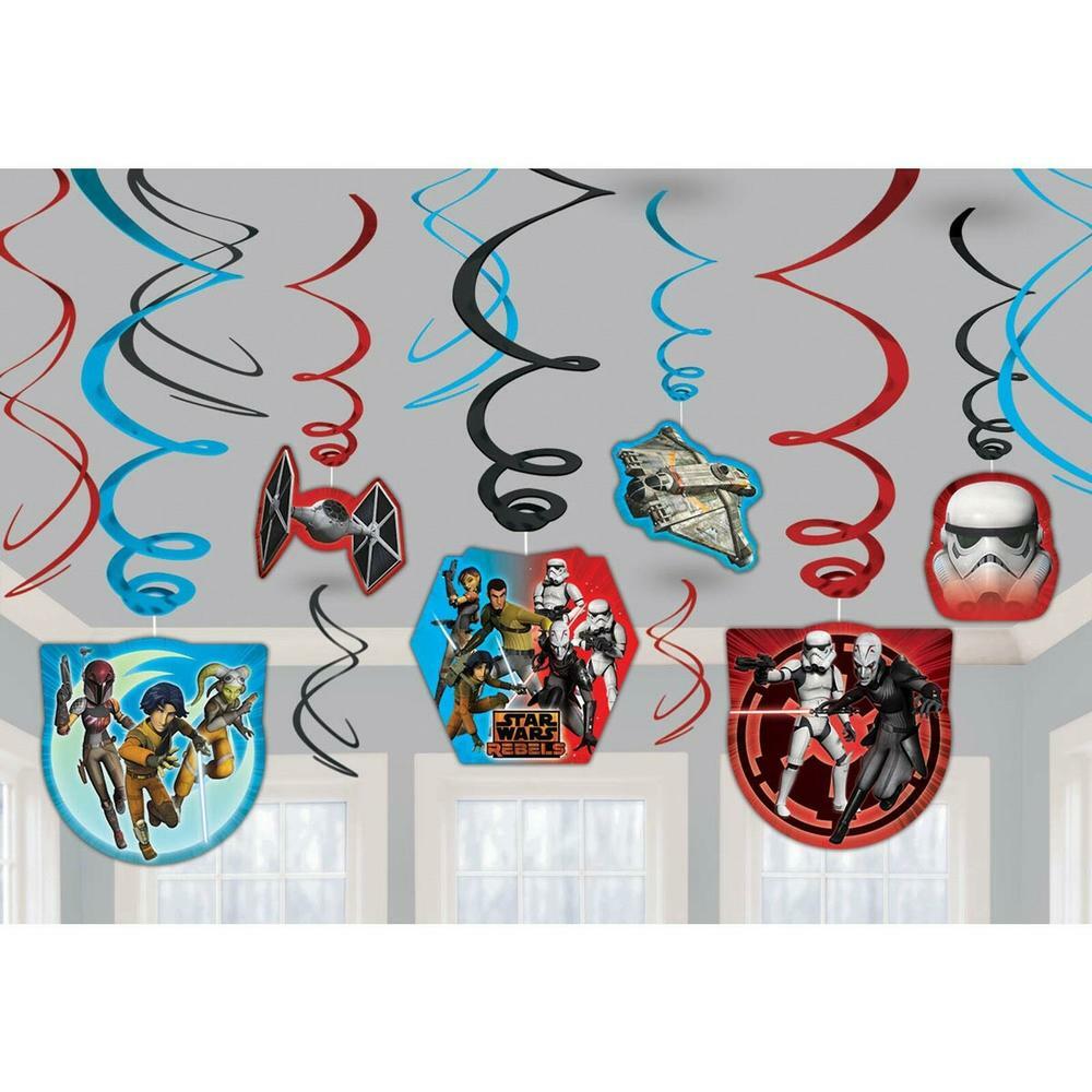 NEW DESIGNWARE AMSCAN STAR WARS PARTY VALUE PACK 12 PACK SWIRL DECORATIONS