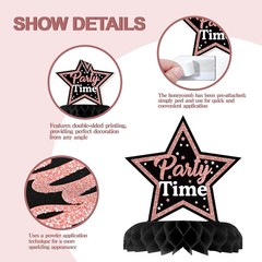 12 Pcs Birthday Table Decorations Glitter Rose Gold Black Birthday Decorations H