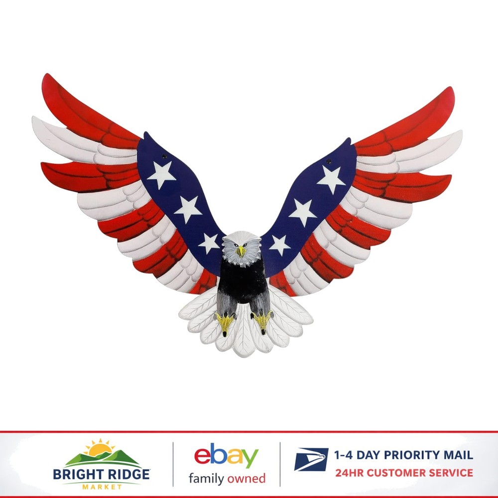 Waterproof Eagle Wall Sculpture, American Flag Theme for Indoor Outdoor Use