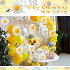14 Pcs Sunflower Daisy Tissue Paper Pom Poms Flower Bee Cutout Decorations Ye…