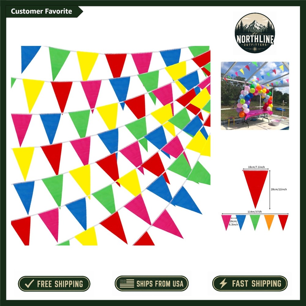 Multicolor 375ft Party Pennant Banners – 300pcs Nylon Decor for All Occasions