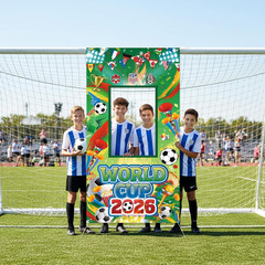 World Cup Decorations Photo Banner Backdrop 71X35 Inches Soccer Party Photo Boot