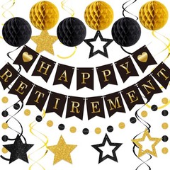 Epakh 24 Pcs Retirement Party Decorations Black Gold Happy and