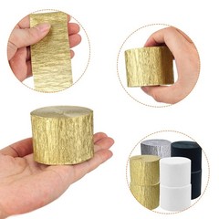 4 Rolls 328ft Crepe Paper Streamers White Black Gold Silver Party Backdrop