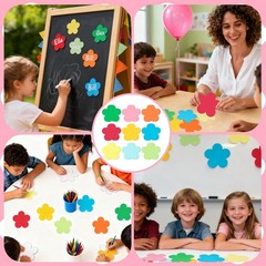 117 PCS Flower Cutouts Paper Classroom Decor Bulletin Board Assorted Colors