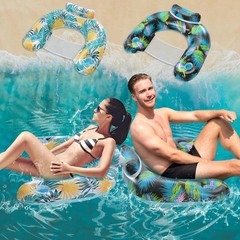 Inflatable Pool Float Chair with Ergonomic Headrest & Cup Holder, Comfortable…