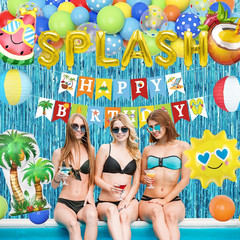 Summer Pool Beach Party Decorations, Splash Birthday Bash Party Supplies Tropica