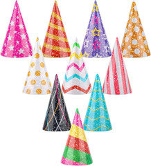 10 Pcs Glitter Mini Birthday Party Hats Multicolor Paper Cone Hats