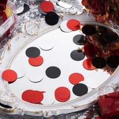 300 PCS Red Black Silver Table Confetti Metallic Circle Dot Decor 1.2 Inch