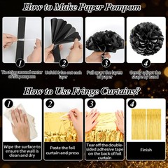Birthday Decorations for Men Women, Black and Gold Party Decorations, Happy Birt