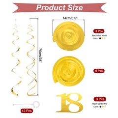 12pcs Mixed Color Hanging Swirls Decorations, Sparkle Swirls for 18th Birthday