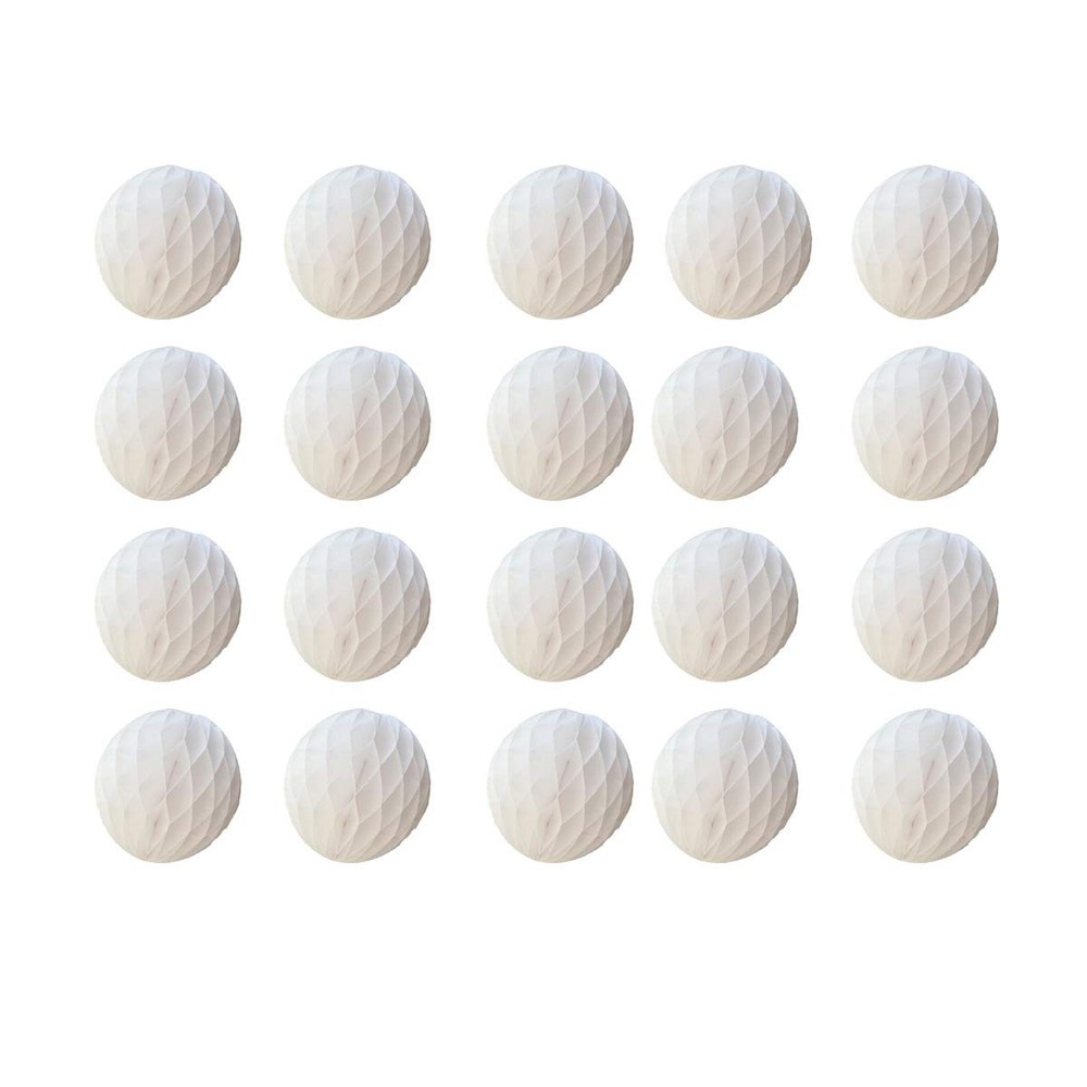 20 Pcs Honeycomb Flower Balls Party Decor Tissue Paper Pom Poms 6 Inch White