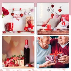 Valentines Day Decorations, 11 x 19.7 Large, Multicolored Hearts + Pink Bow