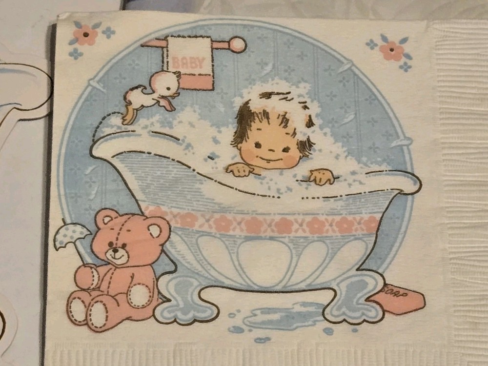 Vintage Paper Art «Baby Bubbles» Centerpiece & Napkin Kit – Baby Shower Decor