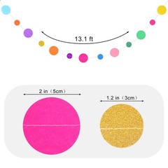 Outus 5 Pieces Colorful Circle Garland Banner Hanging Paper 65.6 ft, Rainbow