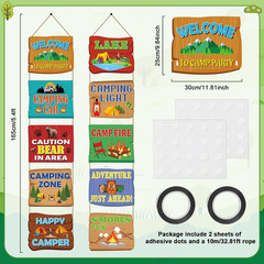 10PCS Summer Camping Party Decorations Banner Camper Adventure Welcome Sign