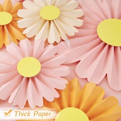 10 PCS Daisy Paper Flowers Decorations Pink Orange Fans Hanging Decor Party