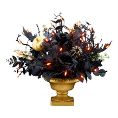National Tree Company, 16Inch Artificial Chic Eek Black and Gold Halloween Cente