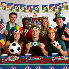 World Cup 2026 Party Decorations, Serve 20 Sports Soccer Red, Green, Blue