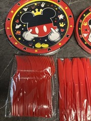 Mickey Mouse Party Decoration Supplies 24 Cups Plates Napkins Knives Forks Spoon