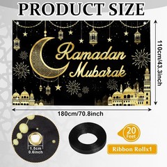 Large Foldable Eid Mubarak Background (72×44 in) – Durable Polyester Material
