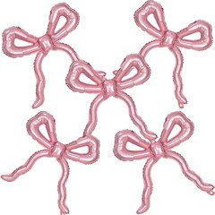 5pcs Light Pink Bow Balloons Coquette Decorations, Giant Pearl Baby Pink Bow …