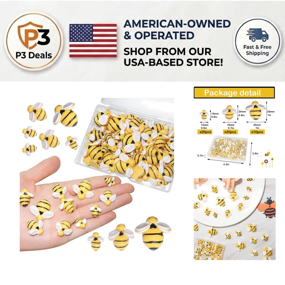 Cute Craft Bees – 50 Pcs Resin Bumble Bees for Creative Decorations & Parties